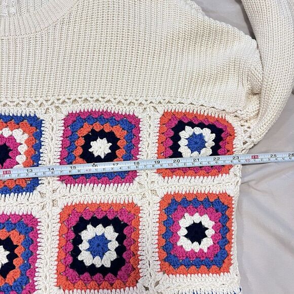 Sadie & Sage Floral Granny Crochet Sweater Relaxed Retro Contemporary Small - Picture 8 of 9